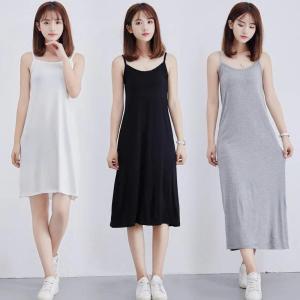 Womens Modal Full Slip Dress Spaghetti strap Vest Skirt 90 to 120cm Long Under dress Camisoles slips Inner Petticoat