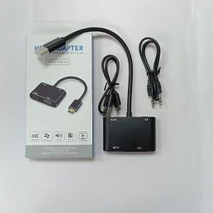 VGA to HDMI VGA Dual Display Adapter Video Audio Converter VGA splitter 1 in 2 output for Desktop PC Monitor Projector HDTV