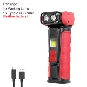 Asafee FX-03 300-500 Lumen Portable Multifunctional Outdoor Work Flashlight IPX4 Waterproof Head Adjustable Magnetic Rechargeable Work Lamp Support Output Power Display With Back Clip Red Light Warning Mini Keychain Light