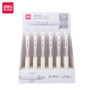 Deli Mechanical Pencil / Pensil Mekanik 0.5mm 0.7mm Putih Transparan Dengan Penghapus SH11X