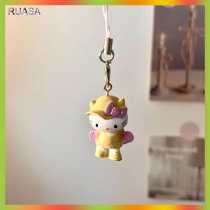 RUASA Kawaii Hello Kitty Keychain Điện Thoại Chuỗi Mặt Dây Quyến Rũ Ngọt Ngào Tai Nghe Trường Hợp Treo Dây Chống-Mất Dây Buộc Túi Trang Trí Nội Thất