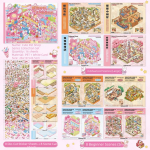 UNDATA Stacking Pasting Miniature Scene Stickers Cartoon 3D Cabin Scene DIY Sticker  12 Sences Landscape Sticker Collection Child Gifts