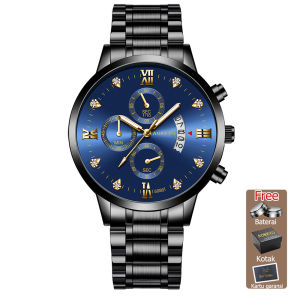 AOKEYO jam tangan pria 5080 jam tangan cowok dewasa anti air ori Luxury Stainless Steel (Free BOX+Kartu Garansi)