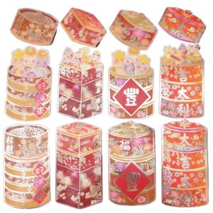 TINGTIAN Mạ vàng Cá nhân Dễ thương 3D Chống phai Tốt May Mắn Sinh Nhật của bé Nguồn Cung Cấp bên Đặc sản Giấy Quà tặng Túi Màu Đỏ May Mắn Túi PURSE Phong Bì Màu Đỏ