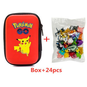 Anime 24pcs Pokemon Figurine Dolls With Box Holder Case 2-4CM Minifigure Model Toys For Kids Birthday Gift Collections