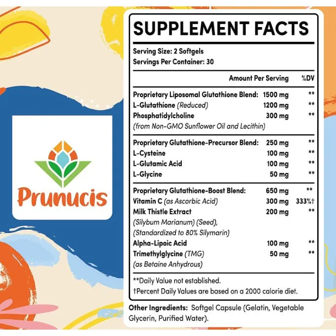 Prunucis 2400MG Liposomal Glutathione, Reduced L-Glutathione,Glutathione  Supplement with Vitamin C,60 softgels(sku.2303) | Lazada.co.th