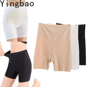 Yingbao 1pcs Ice Silk Safety Pants for Women Seamless Stretch Summer High Waist Ladies Shorts Leggings Underwear Plus Size
