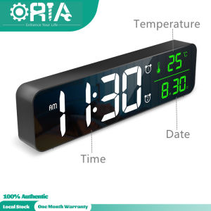 ORIA Digital Clock Large Screen LED Alarm Clock 10.5 Inch Wall Clock for Living Room Office Bedroom Decor With LED Electronic Date Temp Display Automatic Brightness Smart Modern Desk Clock Nice Gift for Kids Students Adult