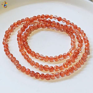 Collection Grade Natural Golden Strawberry Sunstone Bracelet (Single / 3 Rounds)