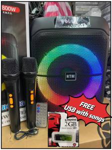 NEW! 8inch Bluetooth Speaker HTM-1745  Outdoor Square Dance Sound System w/ Dual Wireless Microphone TWS