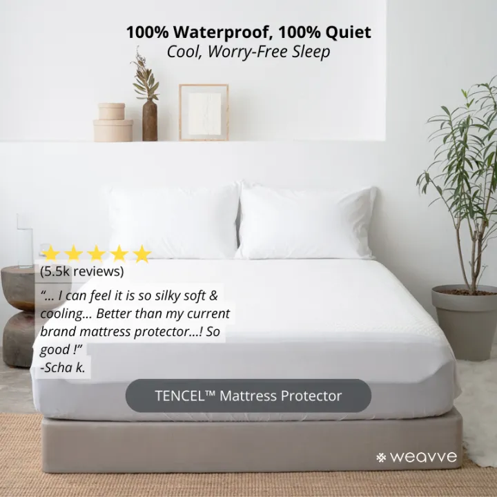 Weavve TENCEL™ Lyocell Waterproof Mattress Protector [bedsheet protector  bed  baby mattress  cot  Anti-Dust Mite]