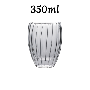 Aesthetic Stripe Design Double Wall Glass Drinking Cup Hot-Cold Resistant Borosilicate Drinkware Coffee Juice Water Mug