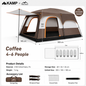 Camping Tent for 8-12 People Two Bedroom and One Living Room Automatic Tent Large Space Tent for Family Outdoor Camping