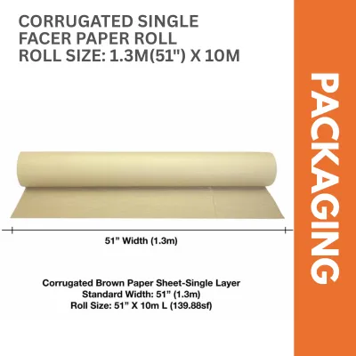 CORRUGATED SINGLE FACER PAPER ROLL/ 51” WIDTH/ SUITABLE FOR PACKING USE