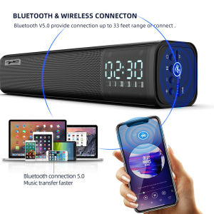 HXSJ Q2 Speaker 10W with Mic Bluetooth 5.0 Audio Desktop speaker mic usb microphone FM Support USB AUX-IN for Computer Laptop With Built-in 220mAh Rechargeable Batery Support TF Card Audio Playback