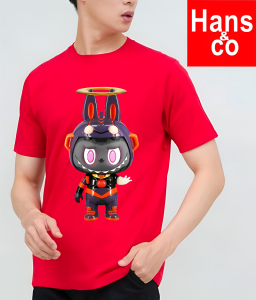 Kaos Pria Model Terkini Trending Motif 3D Bahan katun 24s Labubu Robot  H0456