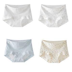 Yingbao 4 cái/bộ cotton đồ lót quần lót eo cao cho nữ mềm mại thoáng khí quần lót co giãn phụ nữ bảo hiểm đầy đủ tóm tắt underpant