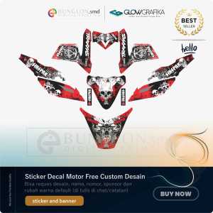 DECAL STIKER MOTOR CUSTOM YAMAHA X RIDE EDISI SISPAK MERAH HITAM