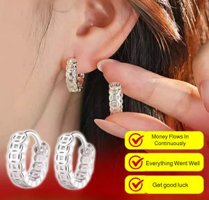 【Hypoallergenic】Lucky Money 925 Sterling Silver Ear Studs Simple Stud Earrings Everyday Jewelry Women Gift