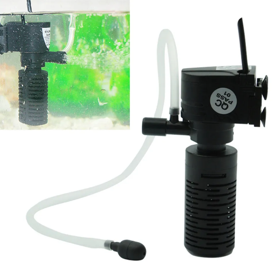 Aquarium oxygen outlet pump with filter