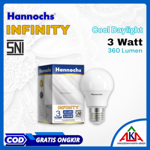 Lampu Bohlam HANNOCHS INFINITY LED 3 / 5 / 8 / 10 / 12 / 15 Watt SNI Dual Voltage
