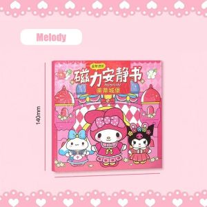 Buku Sticker Magnet Sanrio Mainan Edukasi Anak Magnetic Quiet Book Melody Kuromi Cinnamoroll