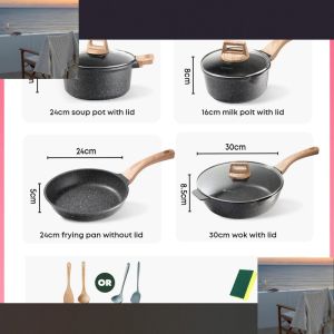 10pcs Granite Rock Cookware Set Non Stick Frying Pan Set Induction Cookware Set for All Stoves NO PFAS/PTFE/PFOA