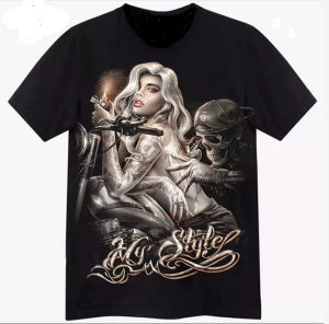 2025 Personality T Shirt 3D Digital skull print short-sleeve mens crew neck top hot sale direct supply