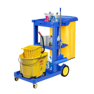 Janitorial Cart Commercial Housekeeping Cart 20L Movable Cleaning Trolley with Wheels and Tool Racks for Hotel Service Shopping Malls Offices