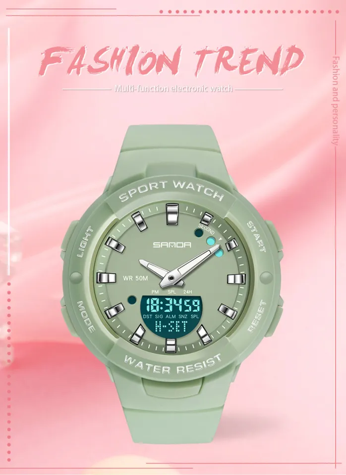 SANDA Women Fashion Casual Digital Watch Multifunction Waterproof