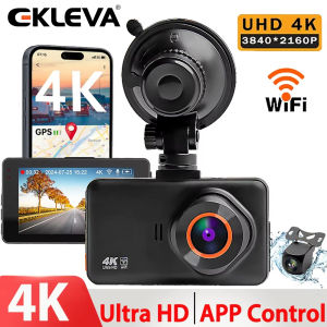 EKLEVA 3-inch WIFI Dash cam Dual Lens 4K+1080P AHD Rear Camera Car DVR FHD 3840P Dashcam Time-lapse Video Playback 24H Recording Dashcam