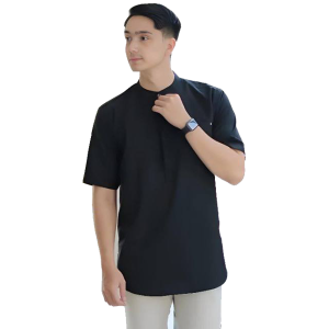 Baju Koko Lengan Pendek Koko Polos ABYAN Koko Pria Dewasa Koko Kombinasi Ukuran M L XL XXL