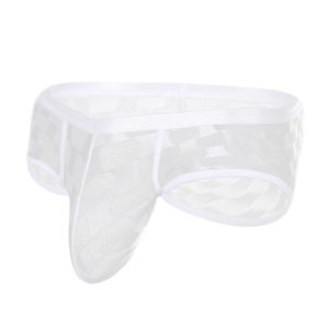 กางเกงในชายผ้าลูกไม้ลายตารางหมากรุกกางเกงในเป้านูนเซ็กซี่สำหรับผู้ชายกางเกงบ๊อกเซอร์เอวต่ำชุดชั้นในระบายอากาศผู้ชายนุ่ม