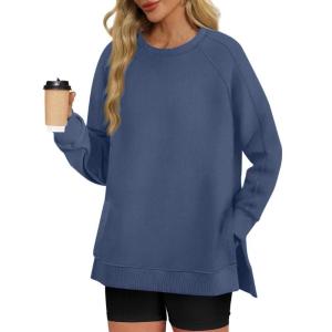 Áo Hoodie Dài Tay rộng cổ tròn không có mũ