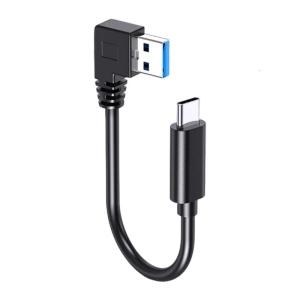 90 Degree Right Angle Fast Charging Cord USB3.0 to Type C 5Gbps Power Delivery 25/50/100cm Braided Cable for Tablet
