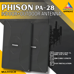 Antena TV Digital Phison/Phison PA-28 Indoor & Outdoor UHF Digital TV Antenna DVB-T2  With 10m Cable
