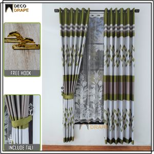 Hordeng Jendela Kamar Mewah Motif Modern Kain Blackout Import Model Smokering