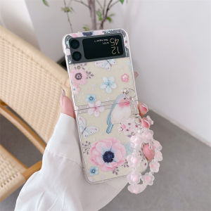 Lark Bird and Flower Samsung Galaxy Z Flip 7 Z Flip 5 Z Flip 6 Z Flip 4 ZFLip3 Case Girls Women kids Cute Wristband Strap Protective Case Cover for Galaxy Z Flip 4 5G