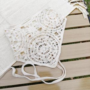 Knitted Headband Handmade Crochet Hair Scarf Hollow Out Triangle Headscarf Hair Accessories Sweet Vintage Soft Floral Bandana