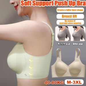 Womens Thin Push-Up Bra For Big Breasts Full Cup Thin Adjustable Breast Natural-looking Section Traceless