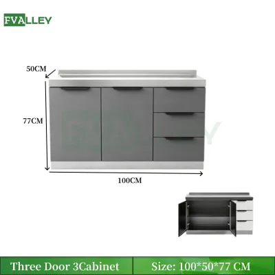 FVALLEY Stainless Steel Kitchen Storage Cabinet Set Kitchen Sink Base Stove Cabinet