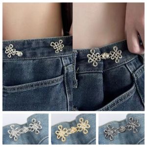 QIWANBA19 Chinese Knotting Chinese Knot Button Tightener Button Clasps Waist Buckle Jean Fit Tighten Buckles Personality Gold Jean Buttons for Loose Jeans