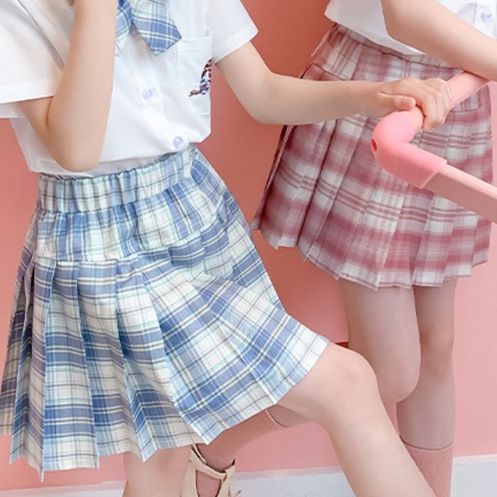 Fashion 4 12 Years Children Girls College Style Student Performance Pleated Plaid Skirts Lazada Singapore