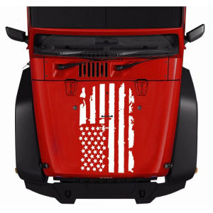 AED-778  Ripped American Flag Pattern Car Hood Sticker   Explosive Flag Hood Car Sticker Decal