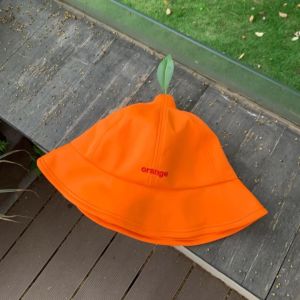 Quick-dry Orange Fisherman Hat Cool UV Protection Creative Orange Bucket Cap Big Brim Sunscreen Embroidered Letter Sun Hat