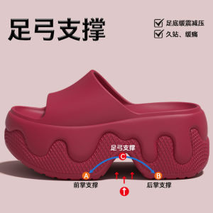 [Free Shipping] New high-heeled thick-soled slippers for petite women suitable for outdoor wear in summer home use height-increasing beach anti-slip sandals for women