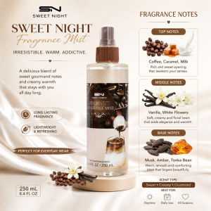 Sweet Night Coffee Collection Body Mist Long Lasting Fragrance Mist 250ml