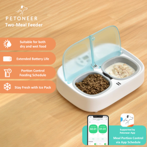 [Official Petoneer SG] Two Meal Feeder For Both Wet and Dry Food Long Battery Life For Cats & Dogs (355ML)