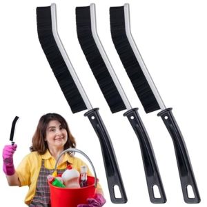SZXBOGS Long Handle Crevice Cleaning Brush Alloy Elbow Hard Bristle Track Groove Cleaner Multifunctional Depth Gap Brush for Bathroom /Shower /Window Tracks/ Kitchen