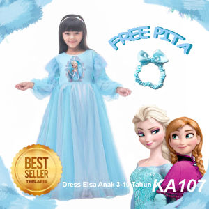 Dress Elsa Frozen Anak 4 5 Tahun Import GRATIS PITA Dress Anak Import Anna Elsa Terbaru Mewah Baju Custome Karakter Elsa Frozen KA107 NEW